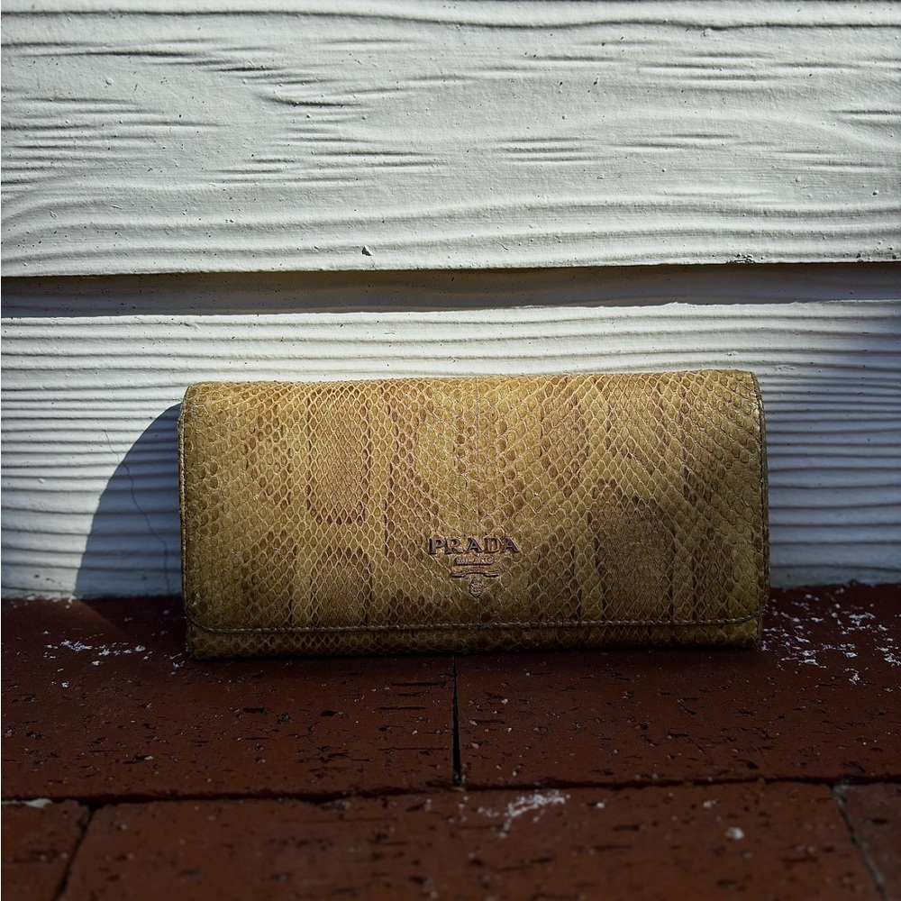 Prada Exotic Leather Wallet Python Embossed Brown… - image 2